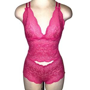 Custom Pink Lace 2 piece Lingerie Set